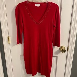 Red Calvin Klein long sleeve dress